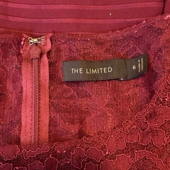 The Limited Sleeveless Mini Dress Fit to Flare Lace Burgundy Red Size 6 - Picture 8 of 10